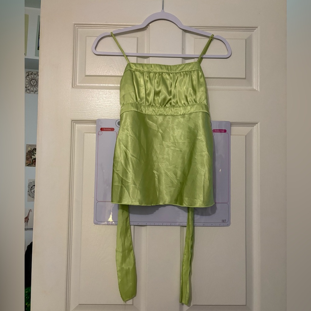 VINTAGE 90’s Green Silk Tie Back Top